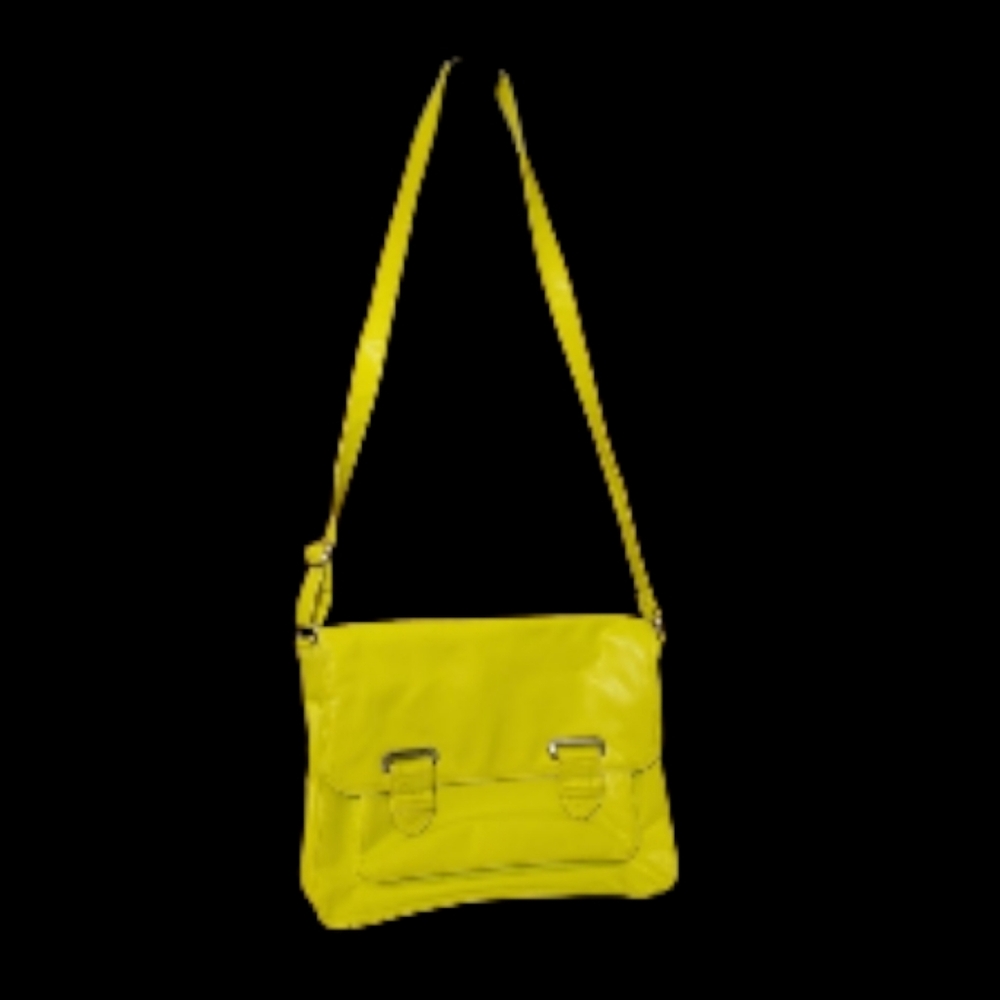 Neon Yellow Leather Mondani Messenger Bag/ Crossbody #9